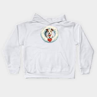 Jack Russell Terrier in rubber ring Kids Hoodie